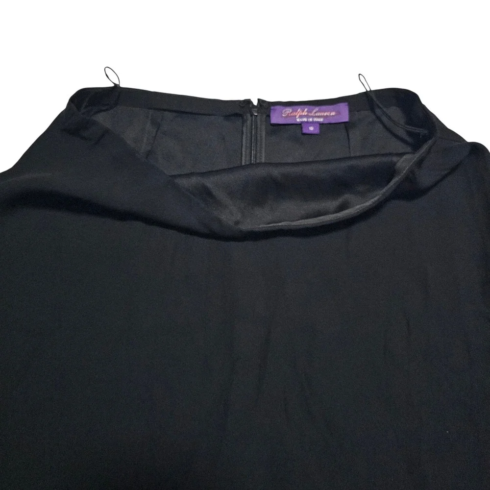 Ralph Lauren Collection Black Shaniya Satin-Back Crepe Maxi Skirt Italy Size 10